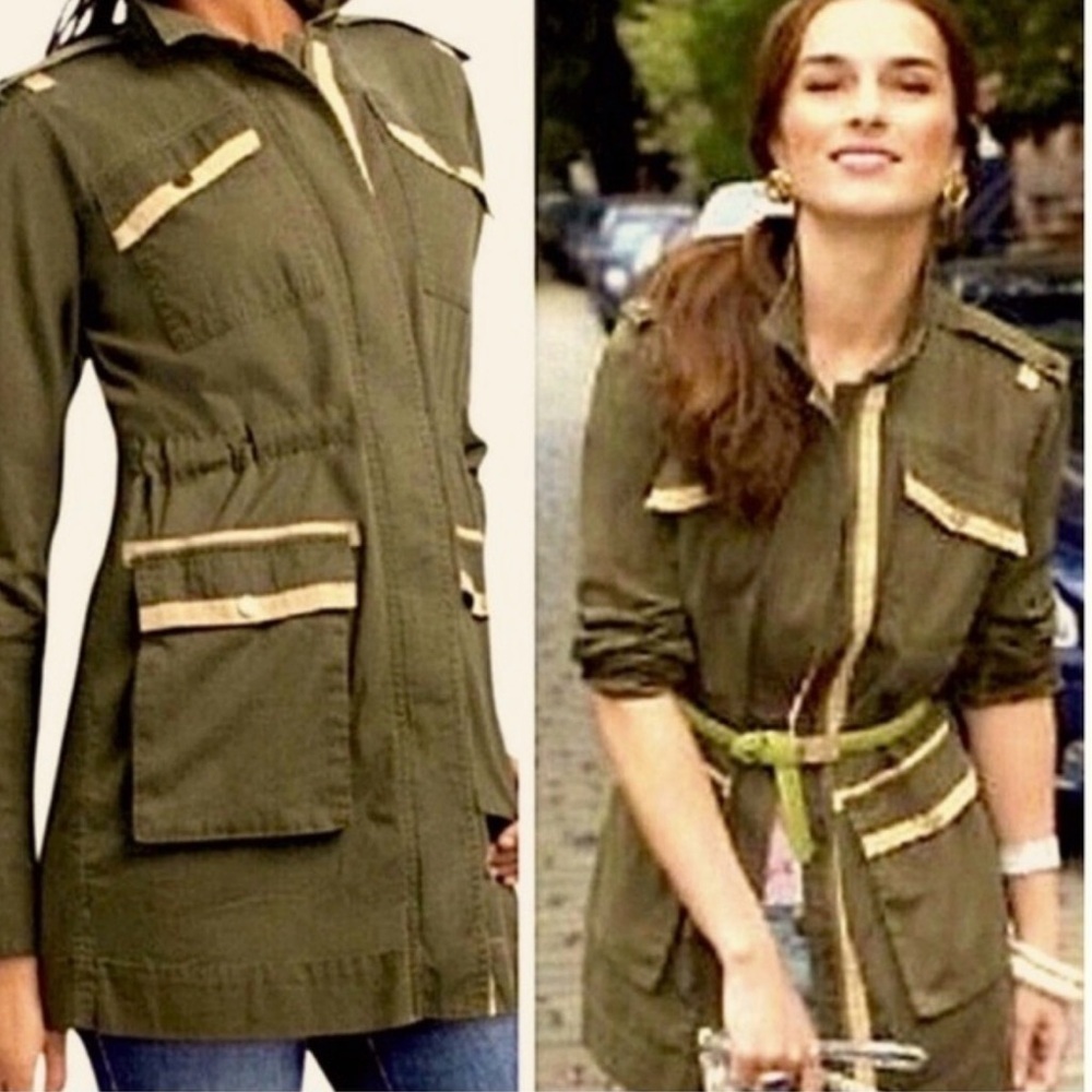 Cabi Olive Green Military Utility Anorak Tunic Jacket Small Adjustable Waist GUC